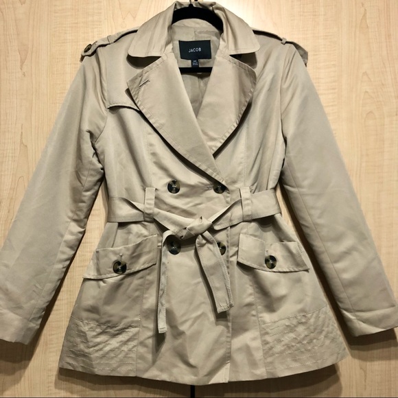 Beige lightweight short trench coat/Jacob/Size S - Picture 2 of 8